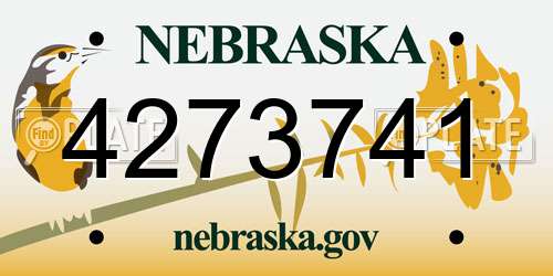 4273741 Nebraska License Plate