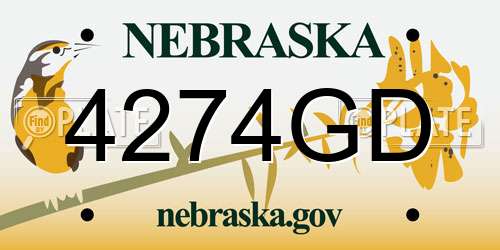 4274GD Nebraska License Plate