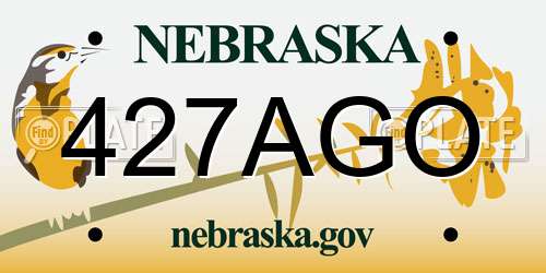 427AGO Nebraska License Plate