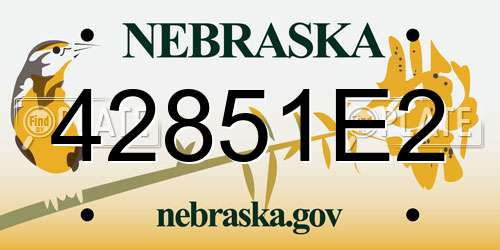 42851E2 Nebraska License Plate