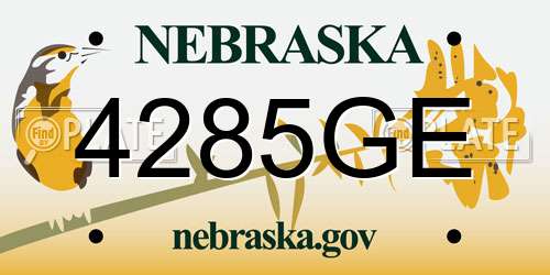 4285GE Nebraska License Plate