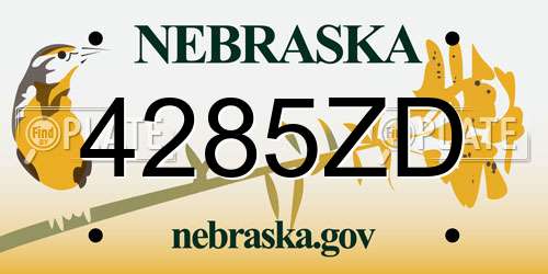 4285ZD Nebraska License Plate