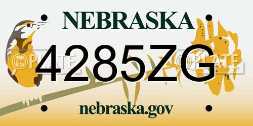 4285ZG Nebraska License Plate