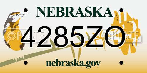4285ZO Nebraska License Plate