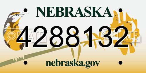 4288132 Nebraska License Plate