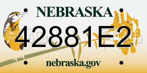 42881E2 Nebraska License Plate