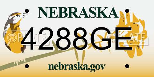 4288GE Nebraska License Plate