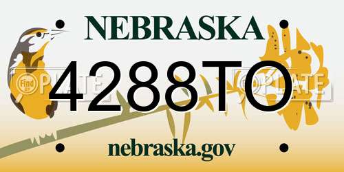 4288TO Nebraska License Plate