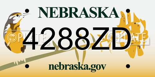 4288ZD Nebraska License Plate