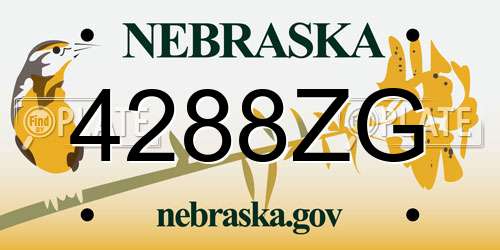 4288ZG Nebraska License Plate