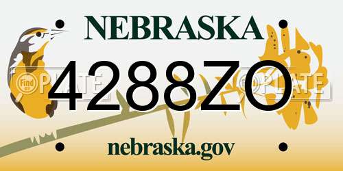 4288ZO Nebraska License Plate