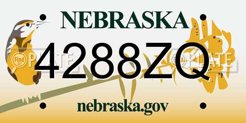 4288ZQ Nebraska License Plate