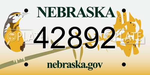 42892 Nebraska License Plate