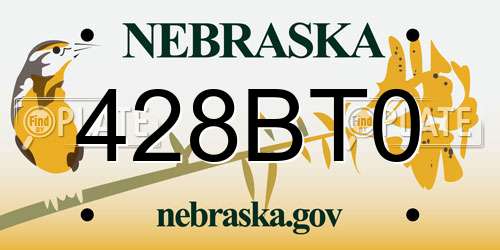 428BT0 Nebraska License Plate