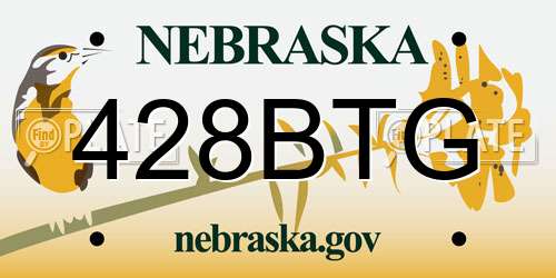 428BTG Nebraska License Plate