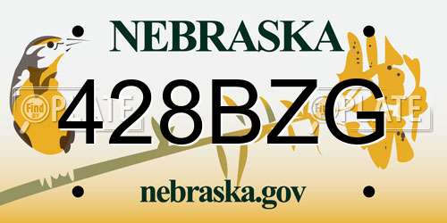 428BZG Nebraska License Plate