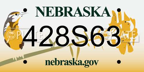 428S63 Nebraska License Plate
