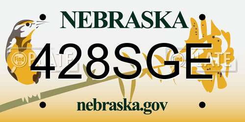 428SGE Nebraska License Plate