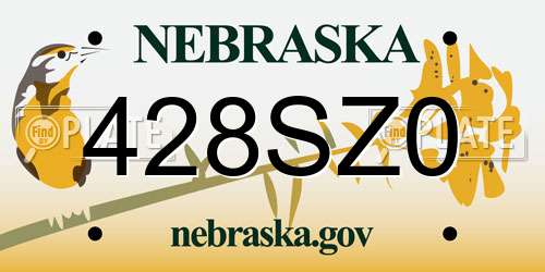 428SZ0 Nebraska License Plate