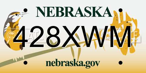 428XWM Nebraska License Plate