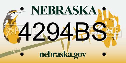 4294BS Nebraska License Plate