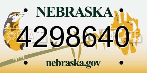 4298640 Nebraska License Plate