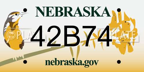 42B74 Nebraska License Plate