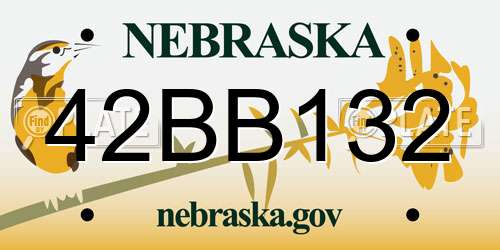 42BB132 Nebraska License Plate