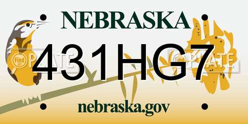 431HG7 Nebraska License Plate