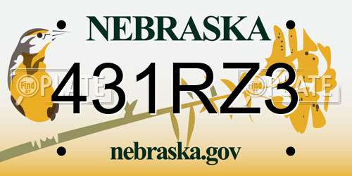 431RZ3 Nebraska License Plate