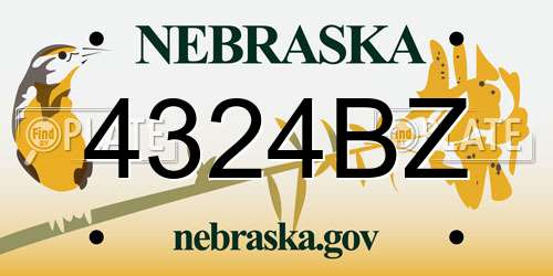 4324BZ Nebraska License Plate