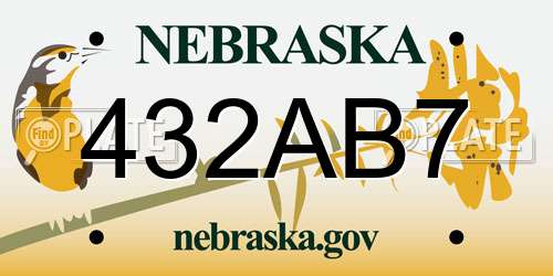 432AB7 Nebraska License Plate