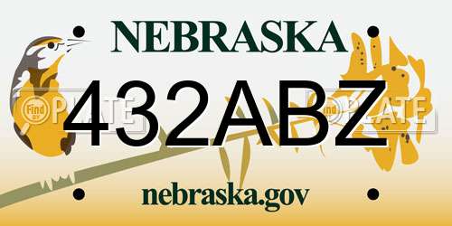 432ABZ Nebraska License Plate