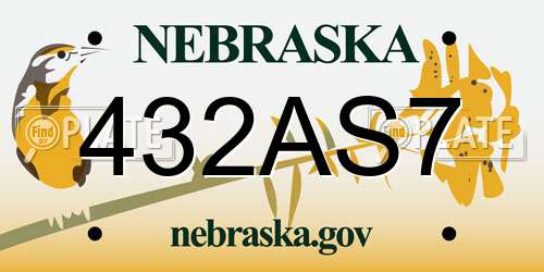 432AS7 Nebraska License Plate