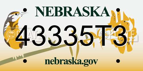 43335T3 Nebraska License Plate