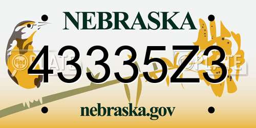 43335Z3 Nebraska License Plate