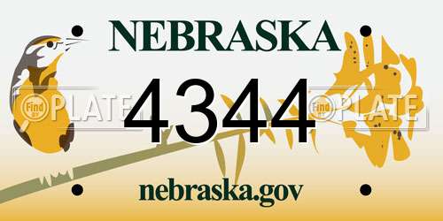 4344 Nebraska License Plate
