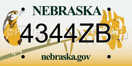 4344ZB Nebraska License Plate