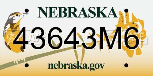 43643M6 Nebraska License Plate