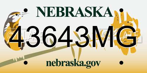43643MG Nebraska License Plate