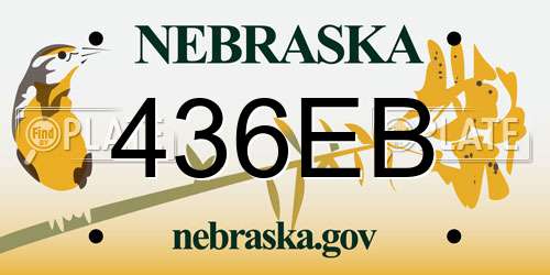 436EB Nebraska License Plate