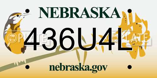 436U4L Nebraska License Plate