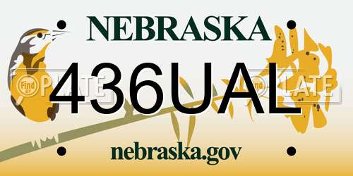 436UAL Nebraska License Plate
