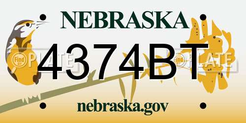 4374BT Nebraska License Plate