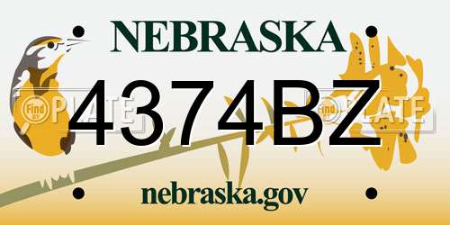 4374BZ Nebraska License Plate