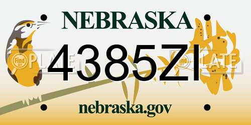 4385ZI Nebraska License Plate