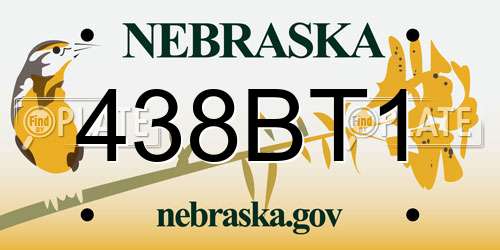 438BT1 Nebraska License Plate