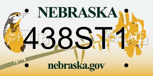 438ST1 Nebraska License Plate