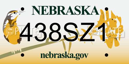 438SZ1 Nebraska License Plate