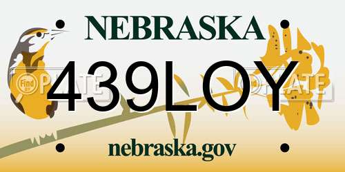 439LOY Nebraska License Plate